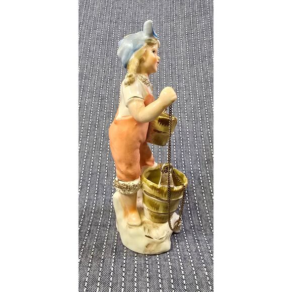 Vintage 1950's Porcelain Ceramic Girl with water Buckets Figurine - Picture 4 of 8